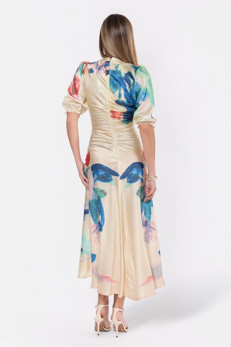 Audrey Dress Short Sleeve (Yellow Flower) - Glamourous Grace