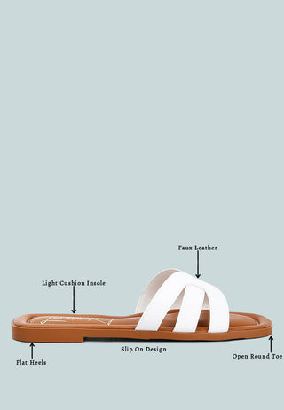 Aura Faux Leather Flat Sandals