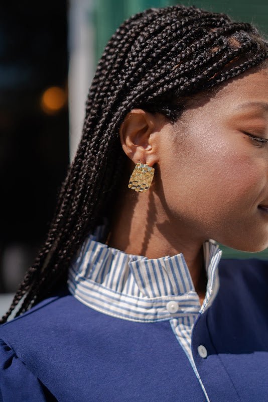 Avery Bamboo Earring Earring  - 18k Gold Plated - Glamourous Grace