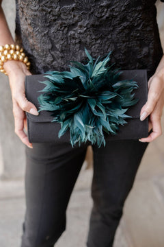 Avery Clutch -  Black - Feather