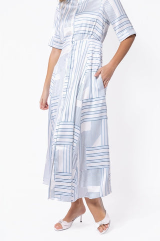 Aviana Dress (White/Blue)