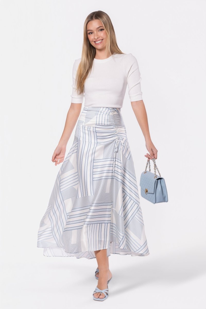 Aviana Skirt (White/Blue) - Glamourous Grace