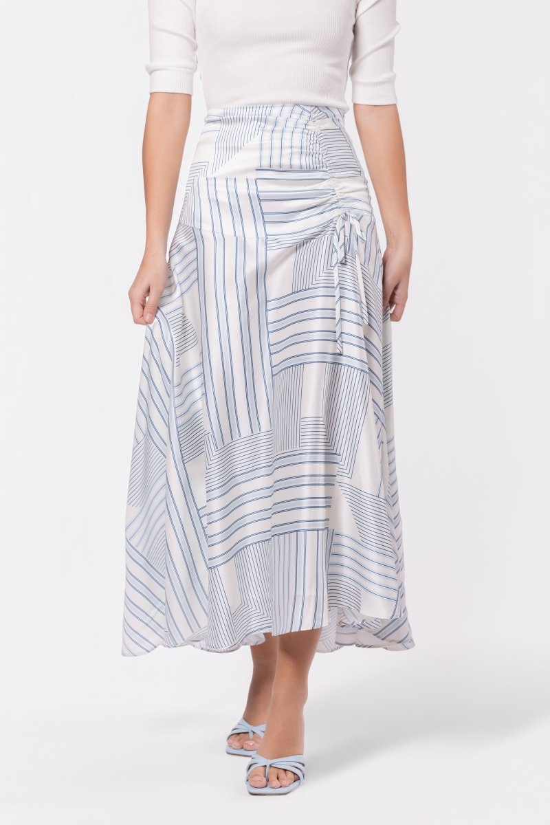 Aviana Skirt (White/Blue) - Glamourous Grace