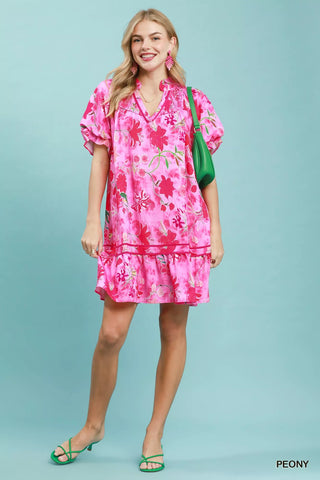 Umgee Floral Ruffle Hem Mini Dress - Glamourous Grace