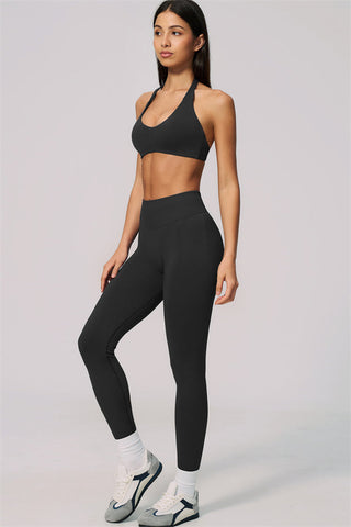 The Velvetine Halter Sports Bra Leggings 2-Piece Set