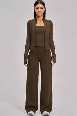 The Swoon Jacket Tank Top Flared Leggings 3-Piece Set