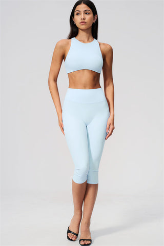 The Twirl Open Back Sports Bra Capri Leggings 2-Piece Set