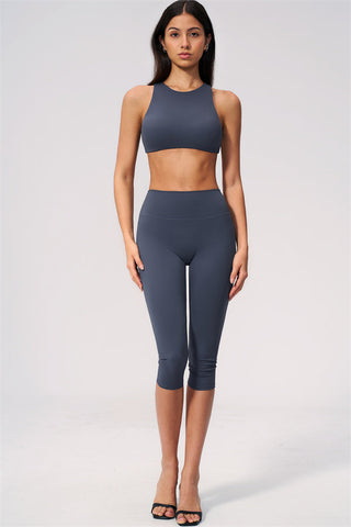 The Twirl Open Back Sports Bra Capri Leggings 2-Piece Set