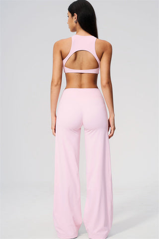 The Twirl Open Back Sports Bra Straight Leg Pants 2-Piece Set