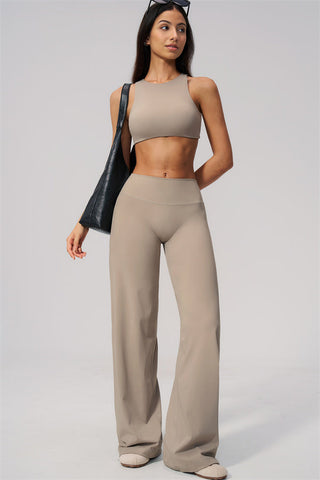 The Twirl Open Back Sports Bra Straight Leg Pants 2-Piece Set