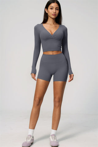 The Lox Long Sleeve Crop top Shorts 2-Piece Set