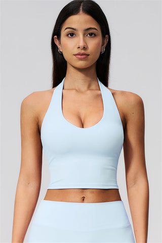 The Twirl Wide Strap Halter Crop Top Capri Leggings 2-Piece Set
