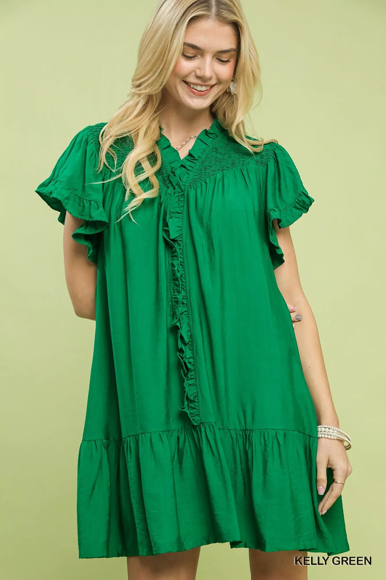 Umgee Smocked Ruffle Babydoll Mini Dress - Glamourous Grace