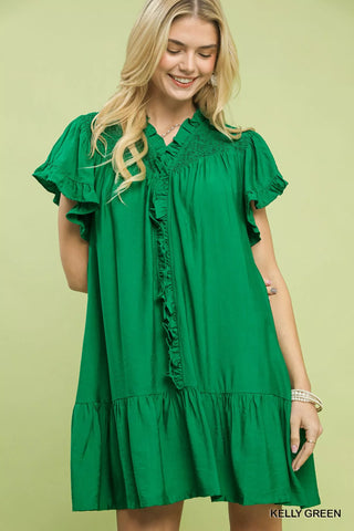 Umgee Smocked Ruffle Babydoll Mini Dress - Glamourous Grace