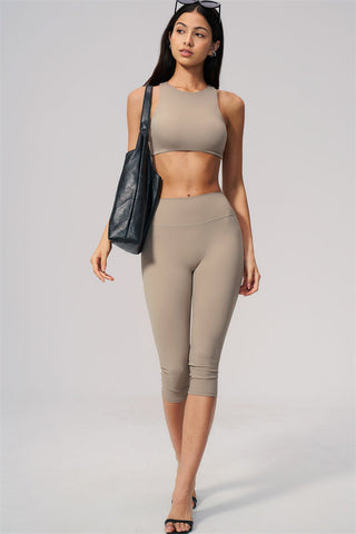 The Twirl Open Back Sports Bra Capri Leggings 2-Piece Set