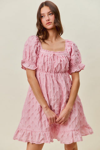SO ME Texture Woven Ruching On Bust Mini Dress in Pink - Glamourous Grace