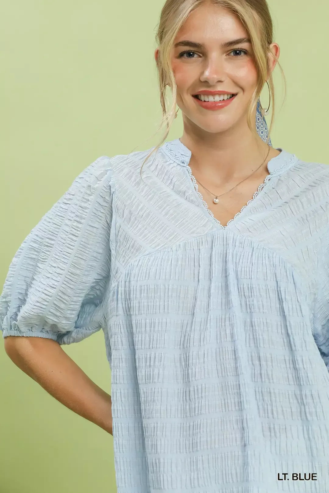 Umgee Textured Puff Sleeve Blouse - Glamourous Grace
