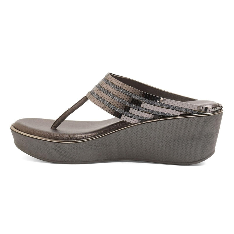 Shynara - Grey Thong Wedges - Glamourous Grace