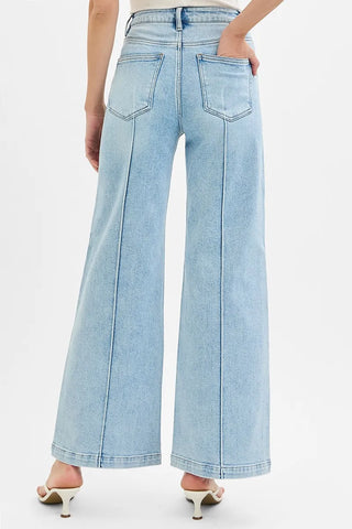 RISEN Full Size High Waist Wide Leg Pintuck Detailed Plus Size