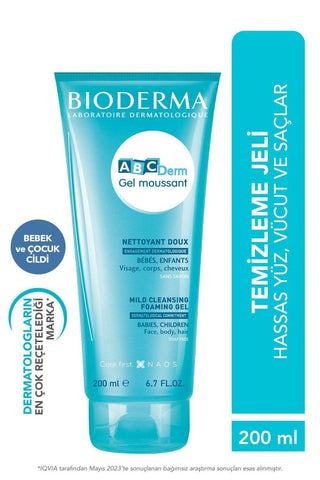 Bioderma Abcderm Foaming Gel for Babies and Children - Gentle, Non-Irritating Cleanser for Sensitive Skin from Birth - Glamourous Grace