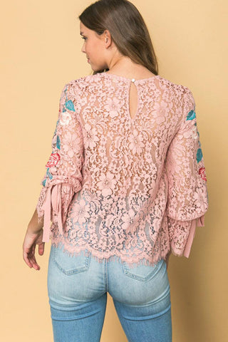 EMBROIDERED LACE TOP - Glamourous Grace