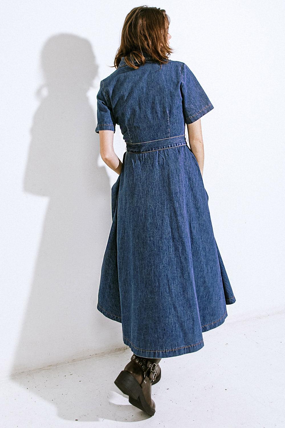 DAY IN THE LIFE DENIM MIDI DRESS - Glamourous Grace