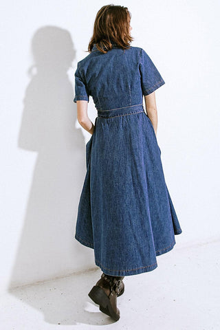 DAY IN THE LIFE DENIM MIDI DRESS - Glamourous Grace