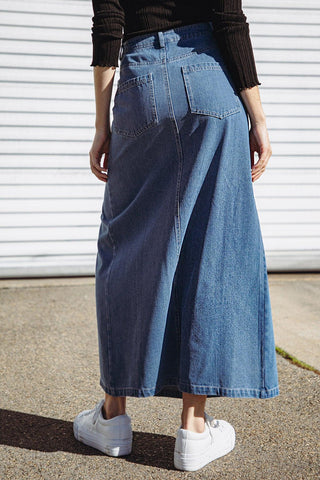 SWEET TALKING DENIM MIDI SKIRT - Glamourous Grace