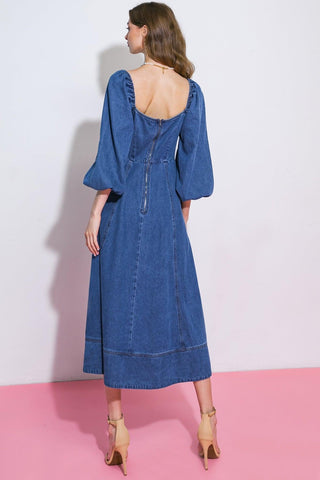 FEELIN'S GROOVY DENIM MIDI DRESS - Glamourous Grace