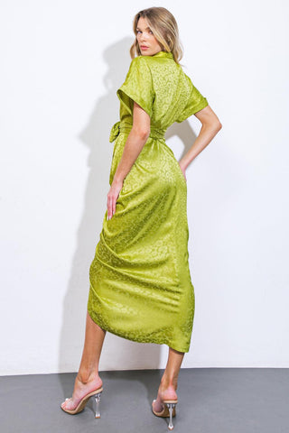 COMING TO MY SENSES WOVEN SATIN MIDI DRESS - Glamourous Grace