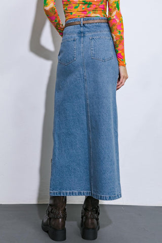 KEEP SHINING DENIM MIDI SKIRT - Glamourous Grace