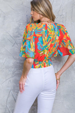 HERE FOR FUN RED WOVEN TOP - Glamourous Grace