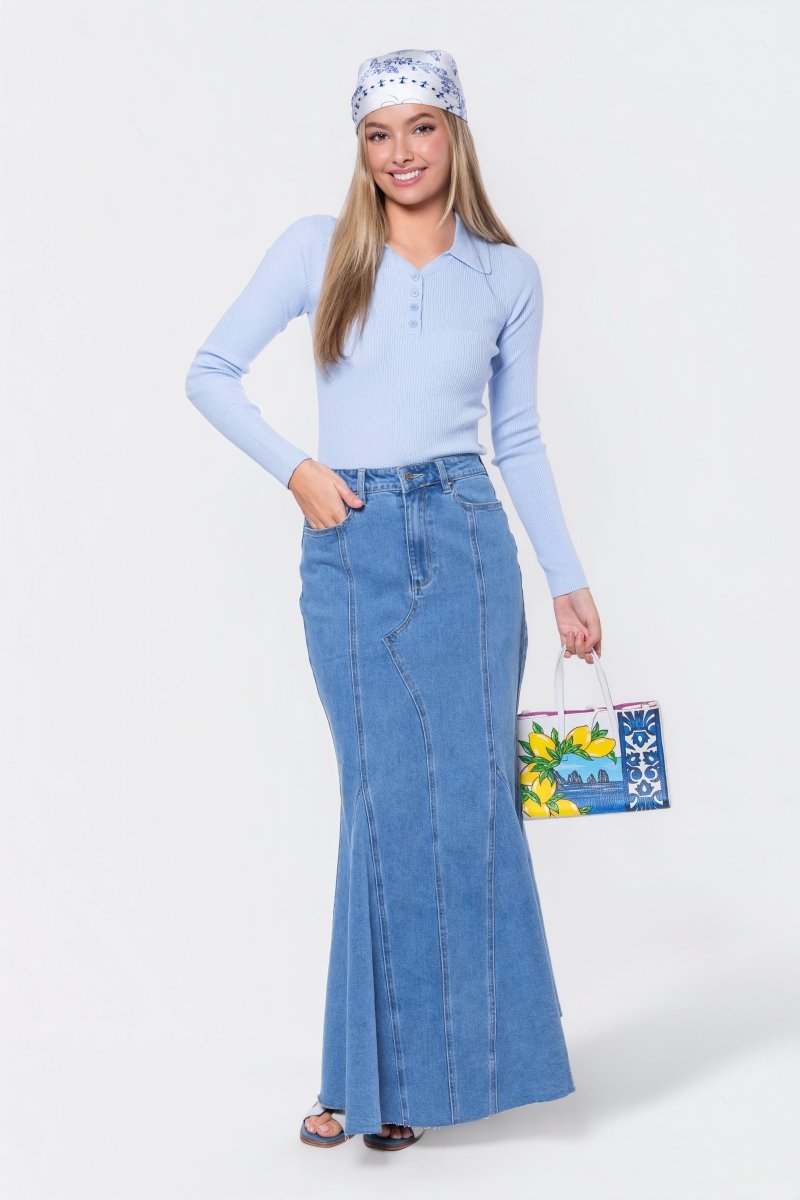 Bailey Top (Light Blue) - Glamourous Grace