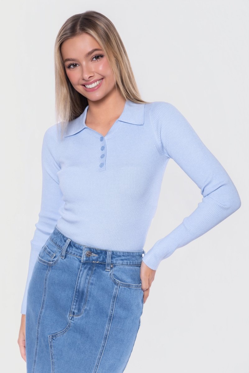 Bailey Top (Light Blue) - Glamourous Grace