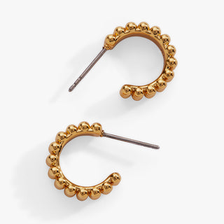 Gold Beaded Huggie Hoop Earring