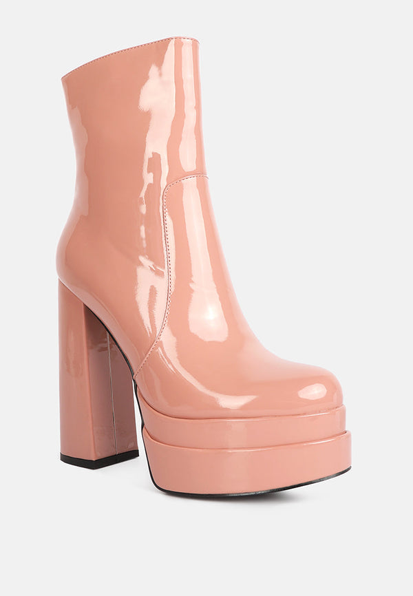 Bander Patent Pu High Heel Platform Ankle Boots - Glamourous Grace