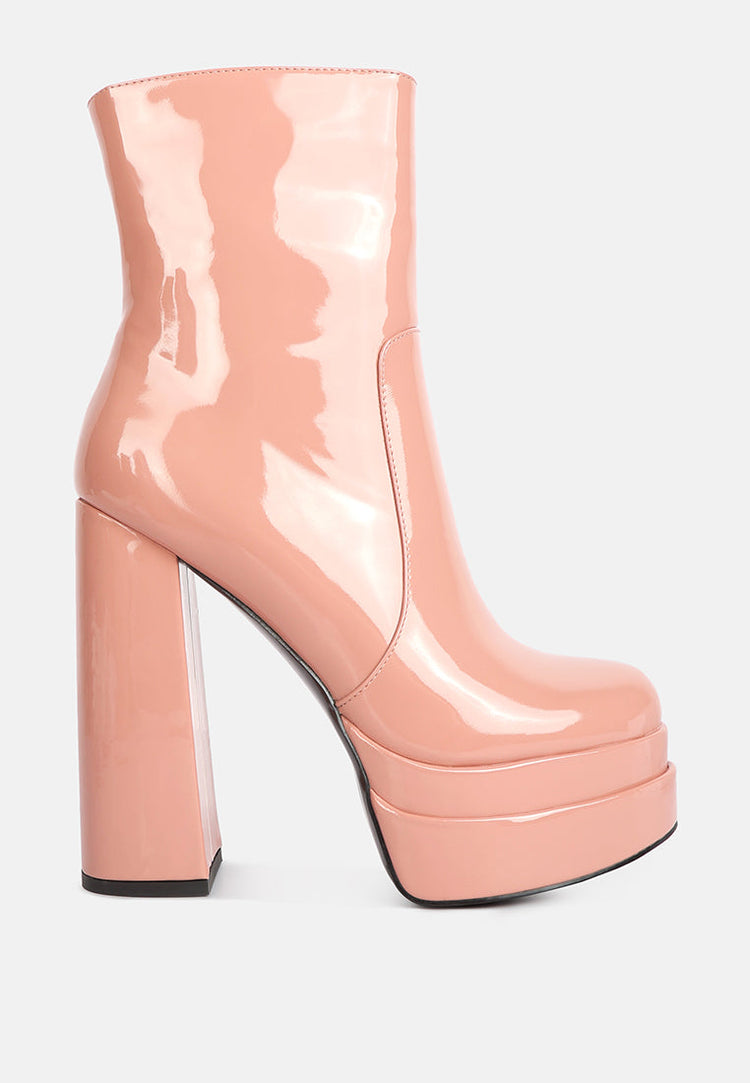 Bander Patent Pu High Heel Platform Ankle Boots - Glamourous Grace