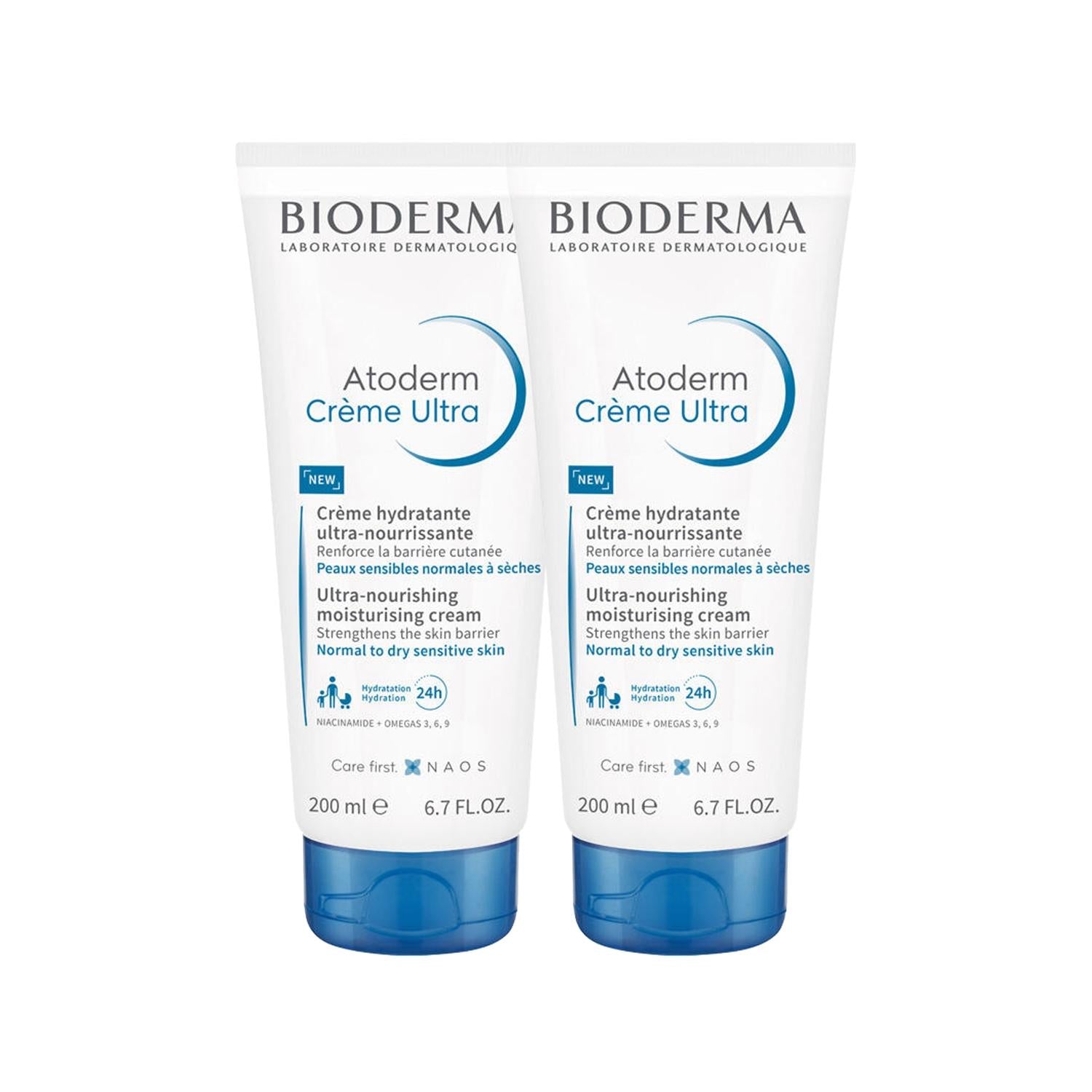 Bioderma Atoderm Cream - Intense Moisturizing Cream for Dry Skin, Dermatologically Tested, 200ml x2 - Glamourous Grace