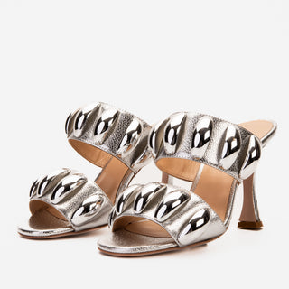 The Eclipse Silver Leather Women Sandal - Glamourous Grace