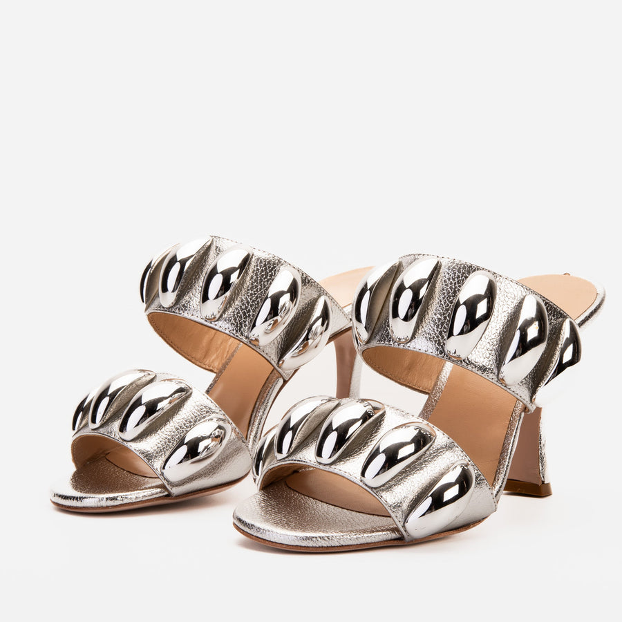 The Eclipse Silver Leather Women Sandal - Glamourous Grace
