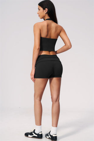 The Twirl Wide Strap Halter Crop Top