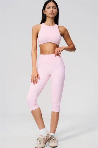 The Twirl Open Back Sports Bra Capri Leggings 2-Piece Set