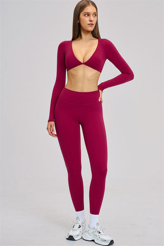 The Zestful Long Sleeve Crop Top Leggings 2-Piece Set