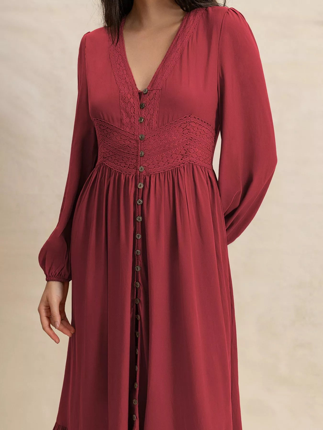 Plus Size V-Neck Balloon Sleeve Maxi Dress - Glamourous Grace