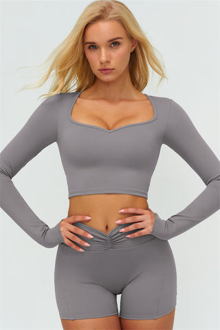 The Lushness Long Sleeve Crop top Shorts 2-Piece Set