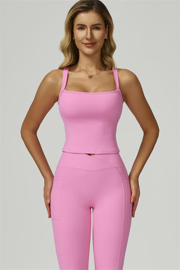 The Flourish Crop Tank Flared Leggings 2-Piece Set - Glamourous Grace
