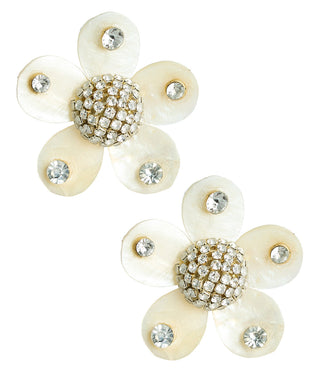 Greer - Mother Of Pearl Stud Flower Earrings - Glamourous Grace