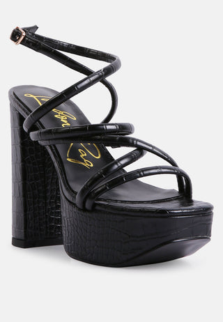 Beam Tips Strappy Chunky Platform High Heel Sandals - Glamourous Grace