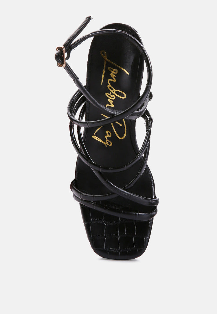 Beam Tips Strappy Chunky Platform High Heel Sandals