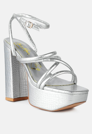 Beam Tips Strappy Chunky Platform High Heel Sandals - Glamourous Grace